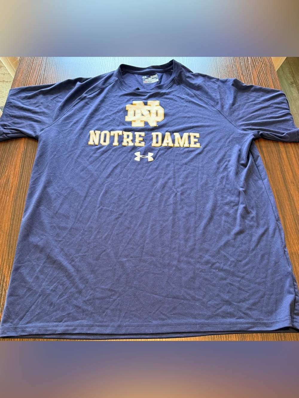 Under Armour Mens Navy Notre Dame Fighting Irish Shirt HeatGear Loose Fit XL